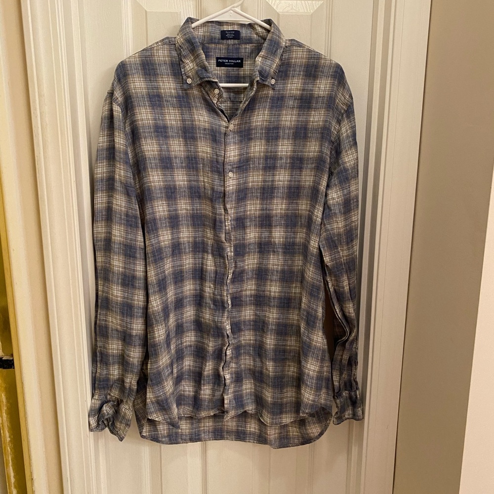 Peter Millar Collection 100% linen button down shirt business casual preppy
